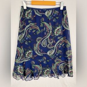 Vintage Paisley Flowy Midi‎ Skirt Sz 4P
